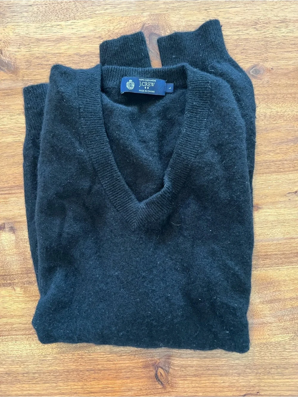 J. Crew Men's Black V-Neck Cashmere Sweater